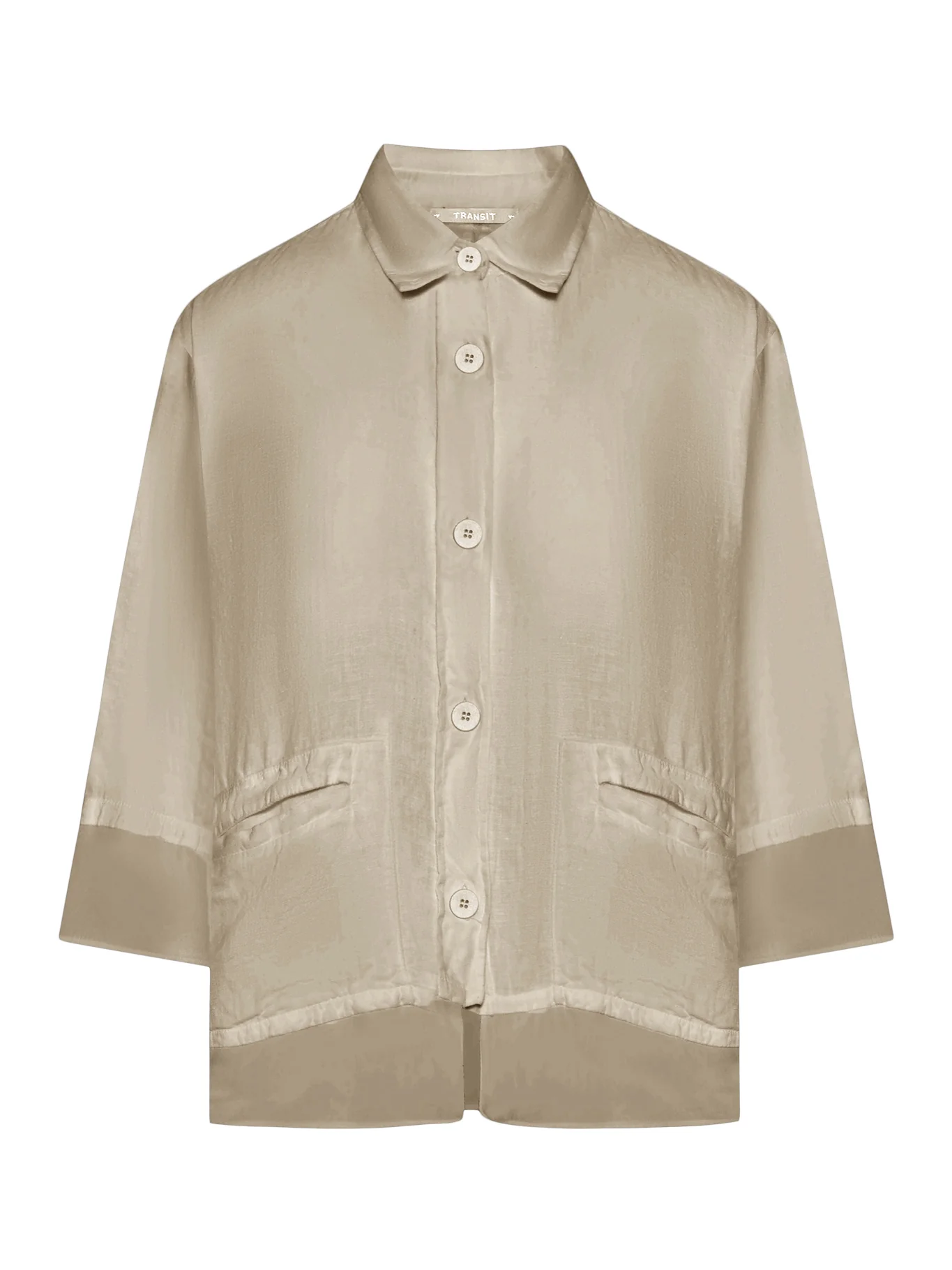 3/4 SLEEVE LINEN SHIRT WITH GEORGETTE INSERTS