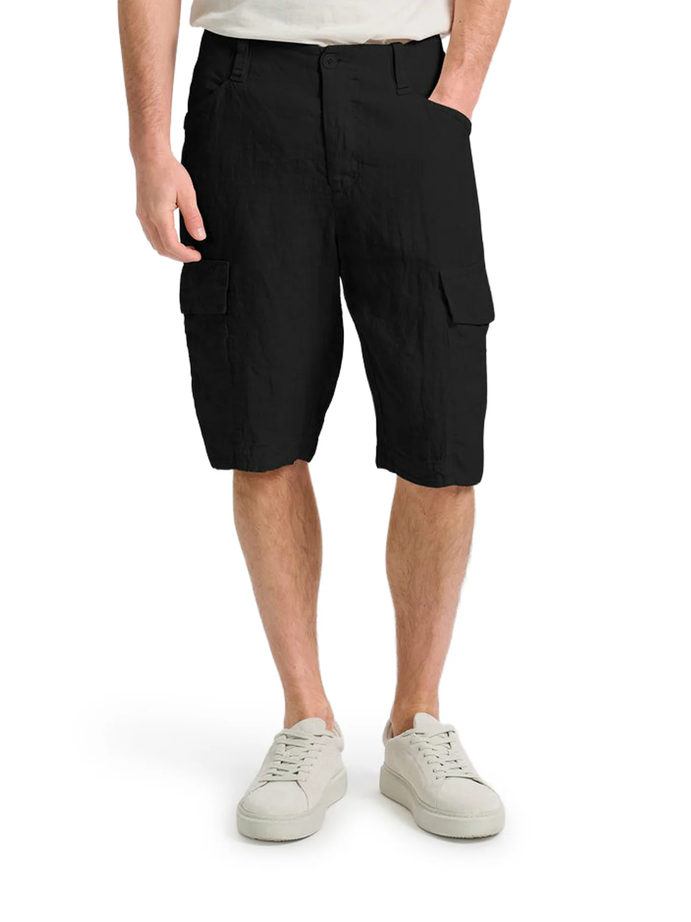 LINEN CARGO BERMUDA SHORTS - Image 3