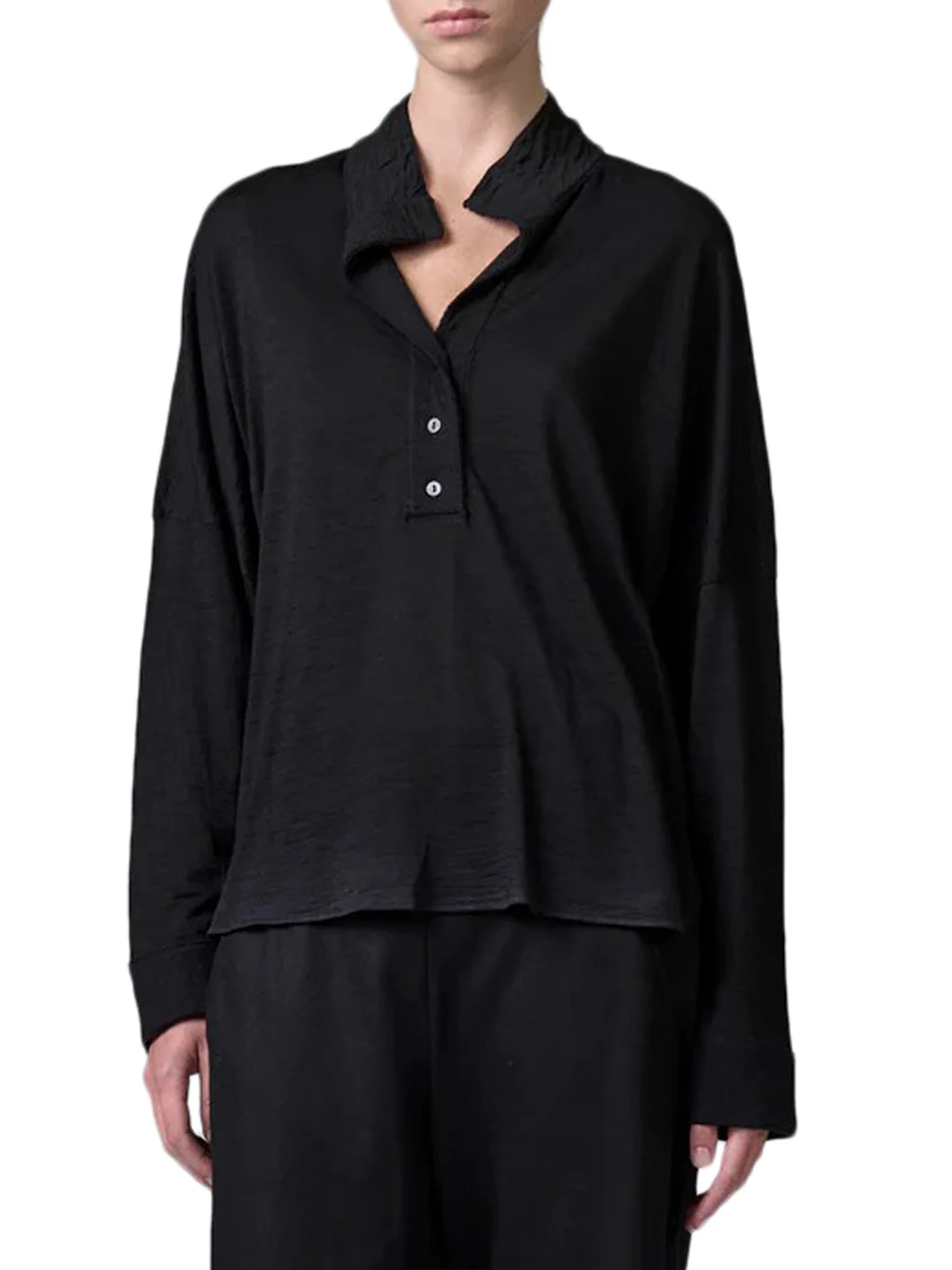 OVERSIZED POLO SHIRT IN WOOL JERSEY WITH BOILED WOOL INSERTS - Image 3