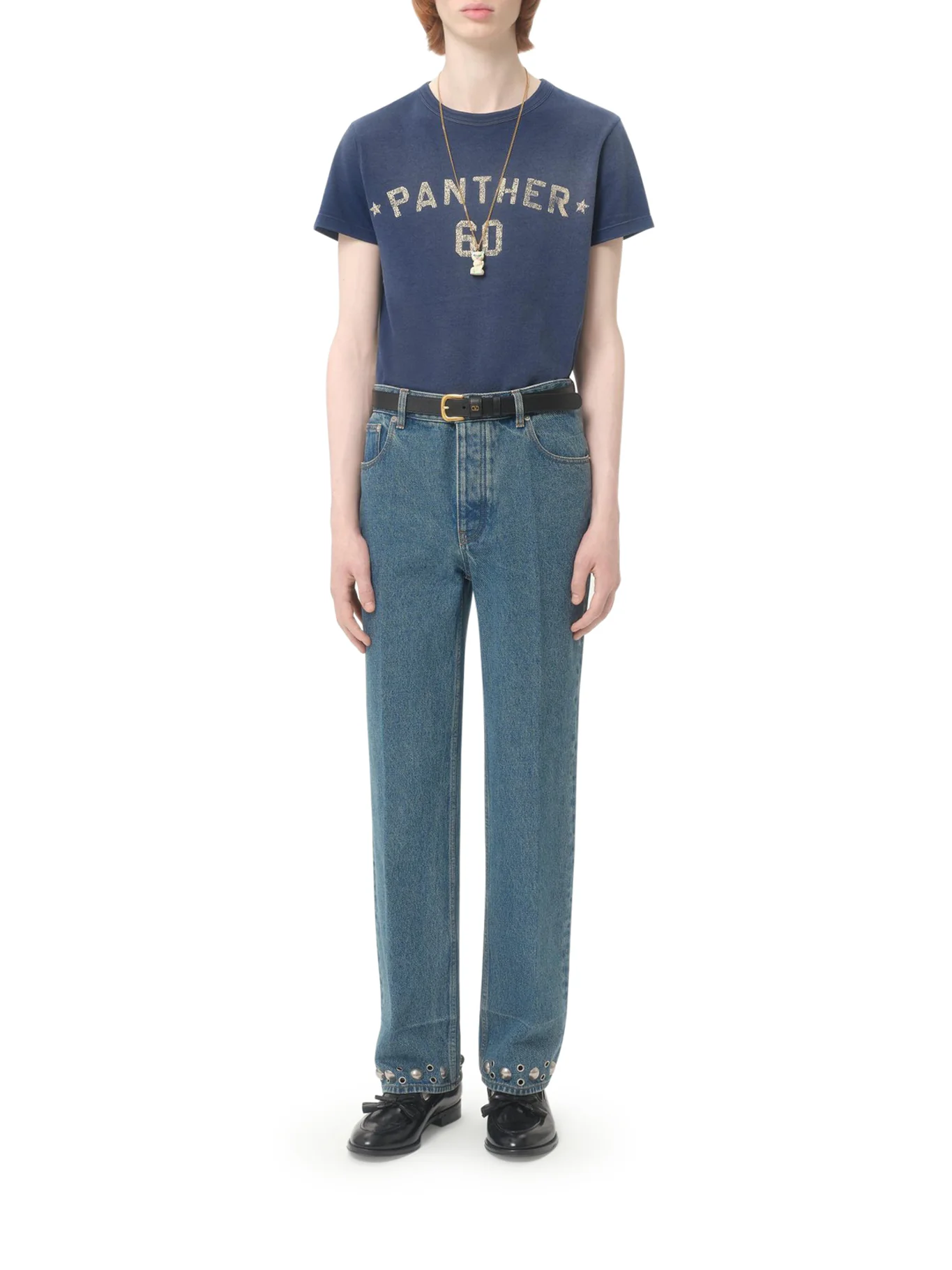 COTTON T-SHIRT WITH PRINT AND PATCH CHEZ VALENTINO - Image 2