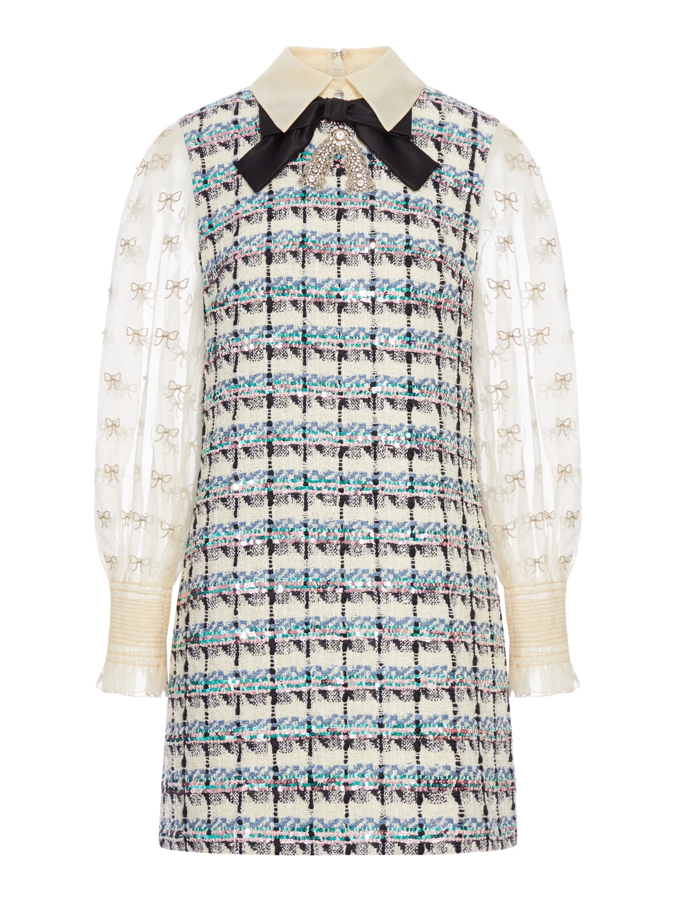 EMBROIDERED TWEED DRESS