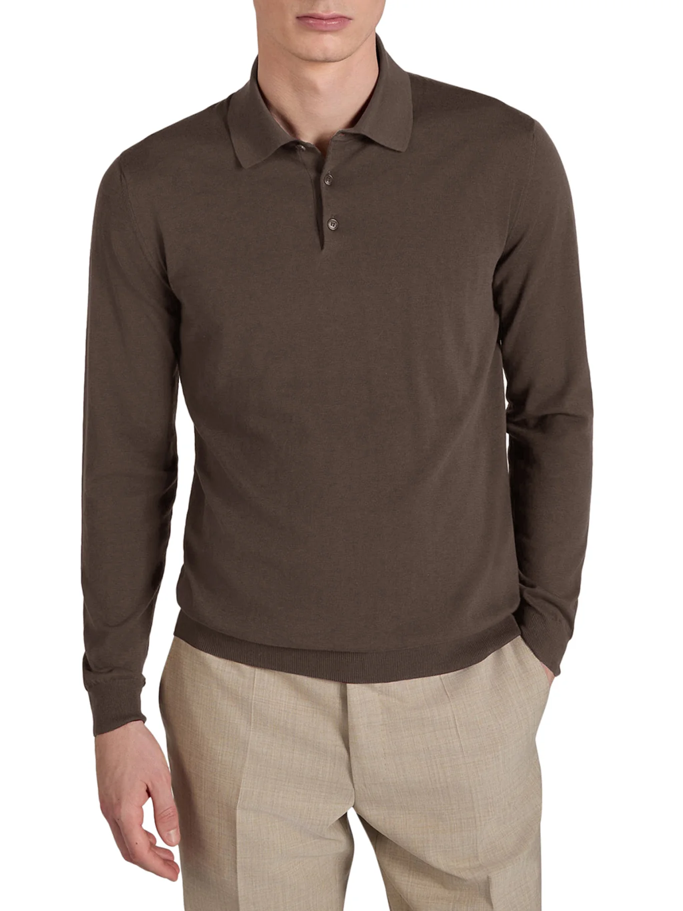 SLIM FIT COTTON AND SILK POLO SHIRT - Image 2