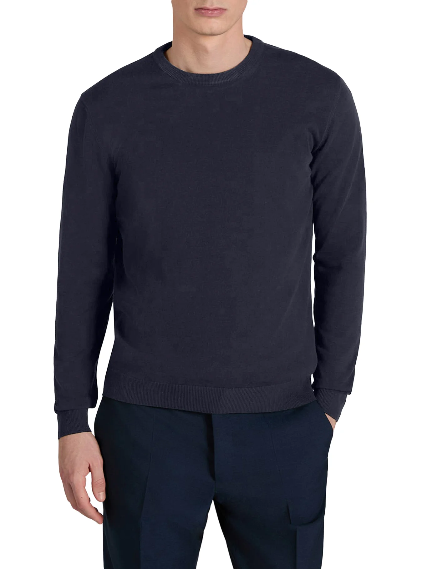 SLIM FIT CREW NECK SWEATER IN COTTON CREPE - Image 2