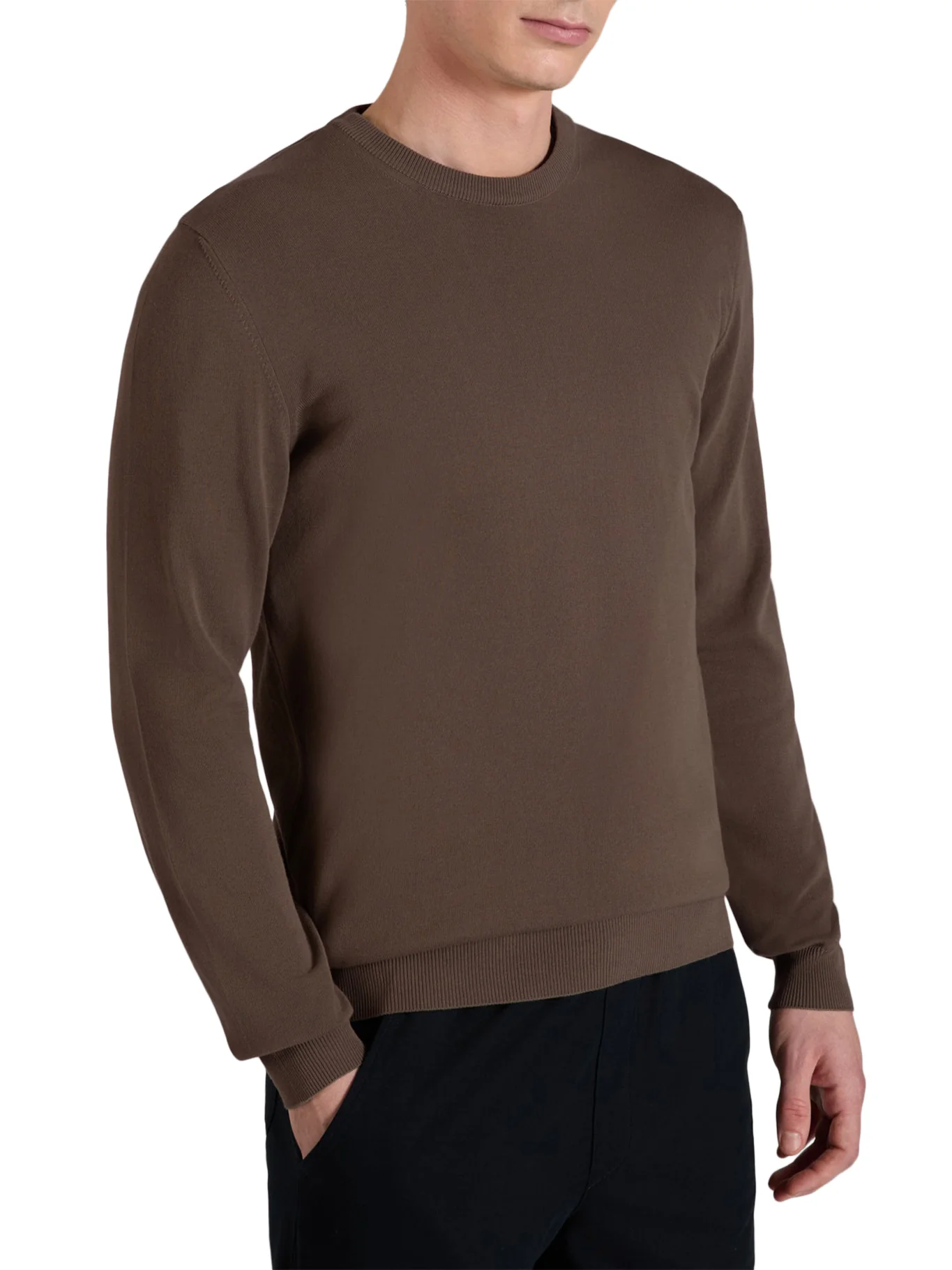 SLIM FIT CREW NECK SWEATER IN COTTON CREPE - Image 2