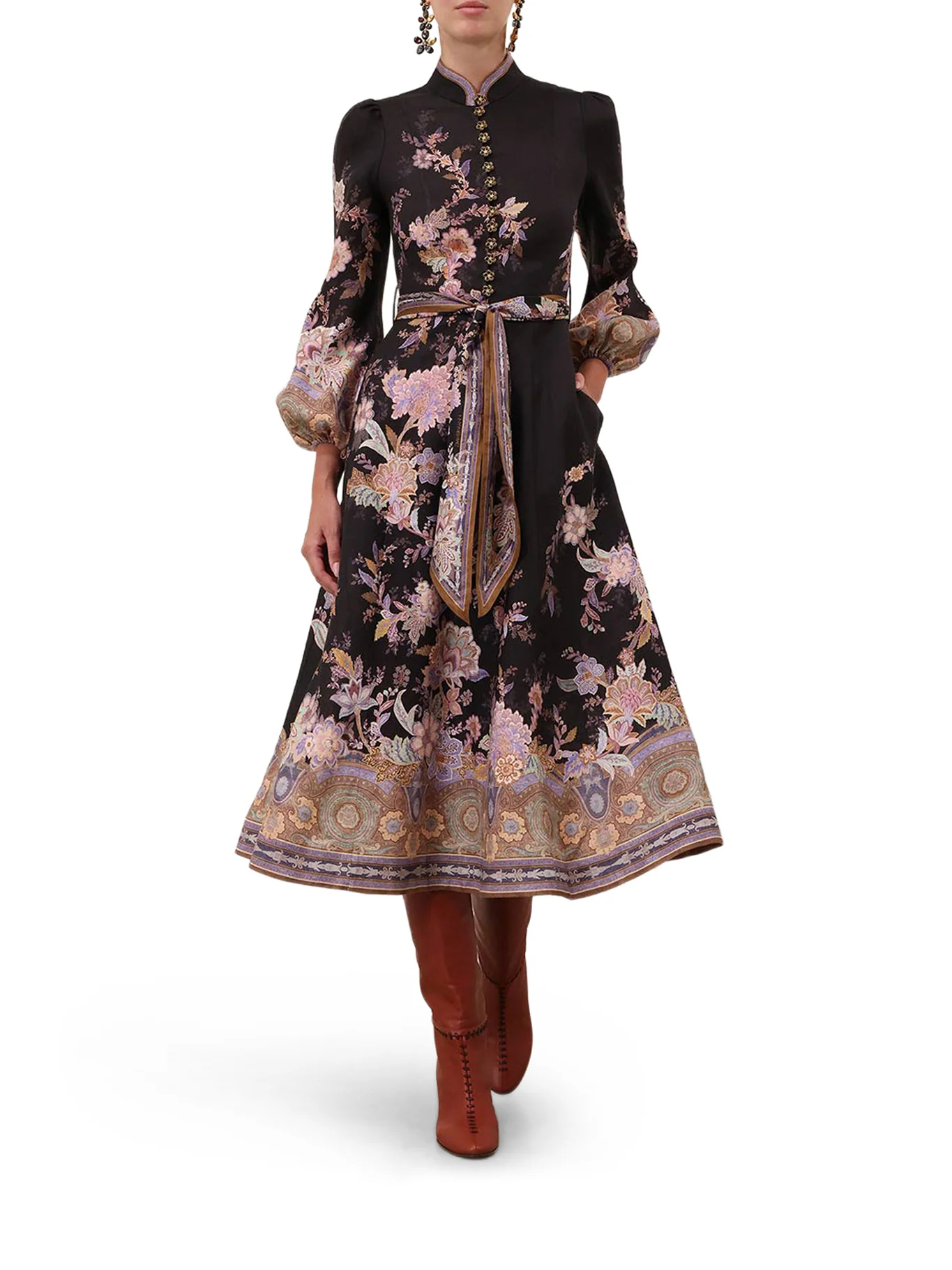 MIDI LINEN DRESS WITH BUTTONS - Image 2