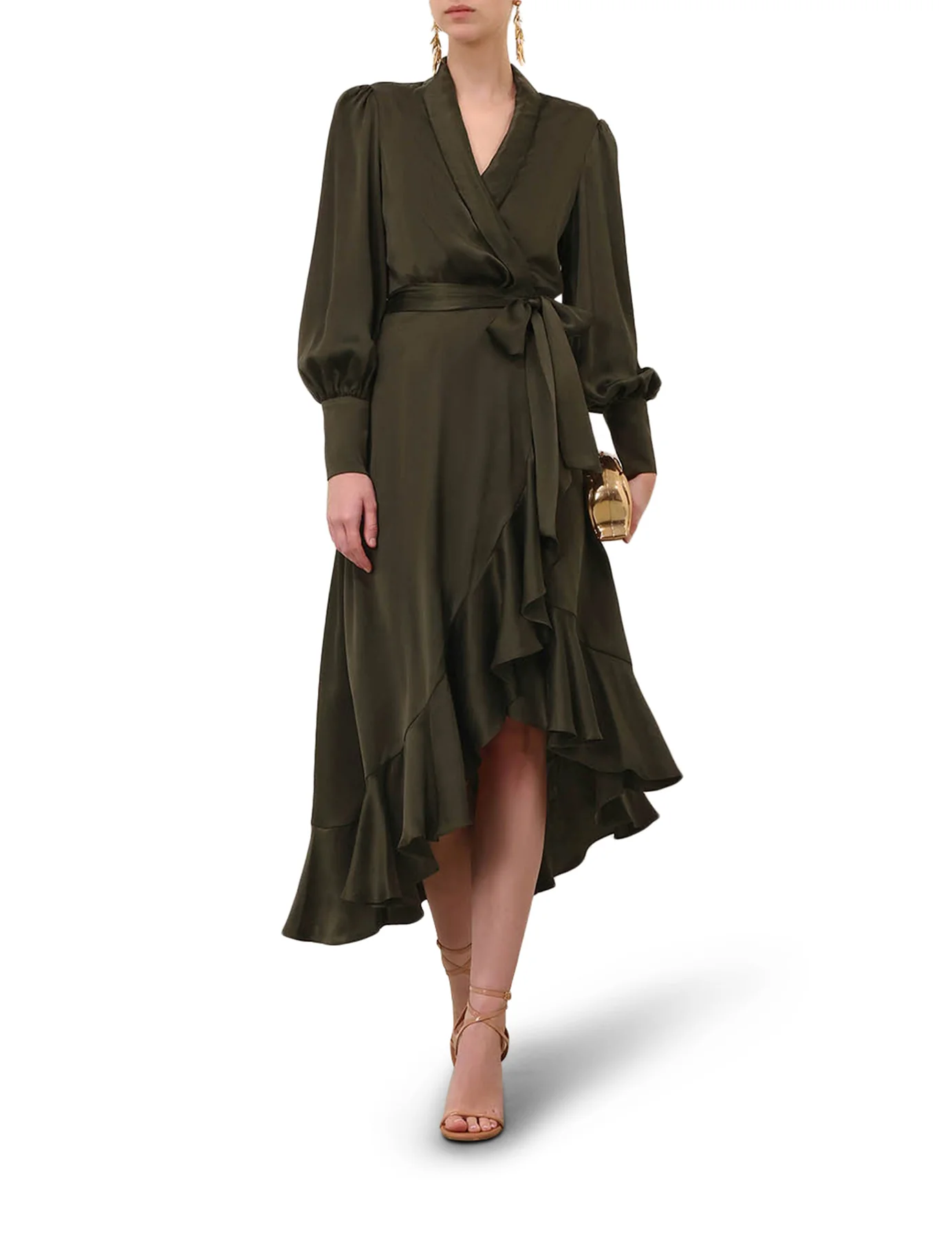 SILK WRAP MIDI DRESS - Image 2